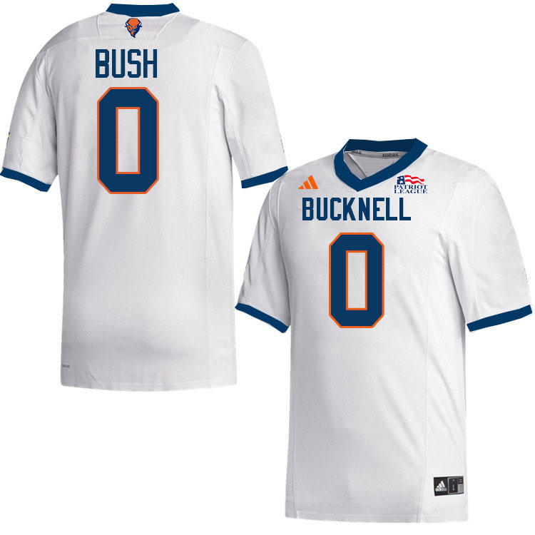 Bucknell Bison #0 Logan Bush College Football Jerseys,Uniforms-White